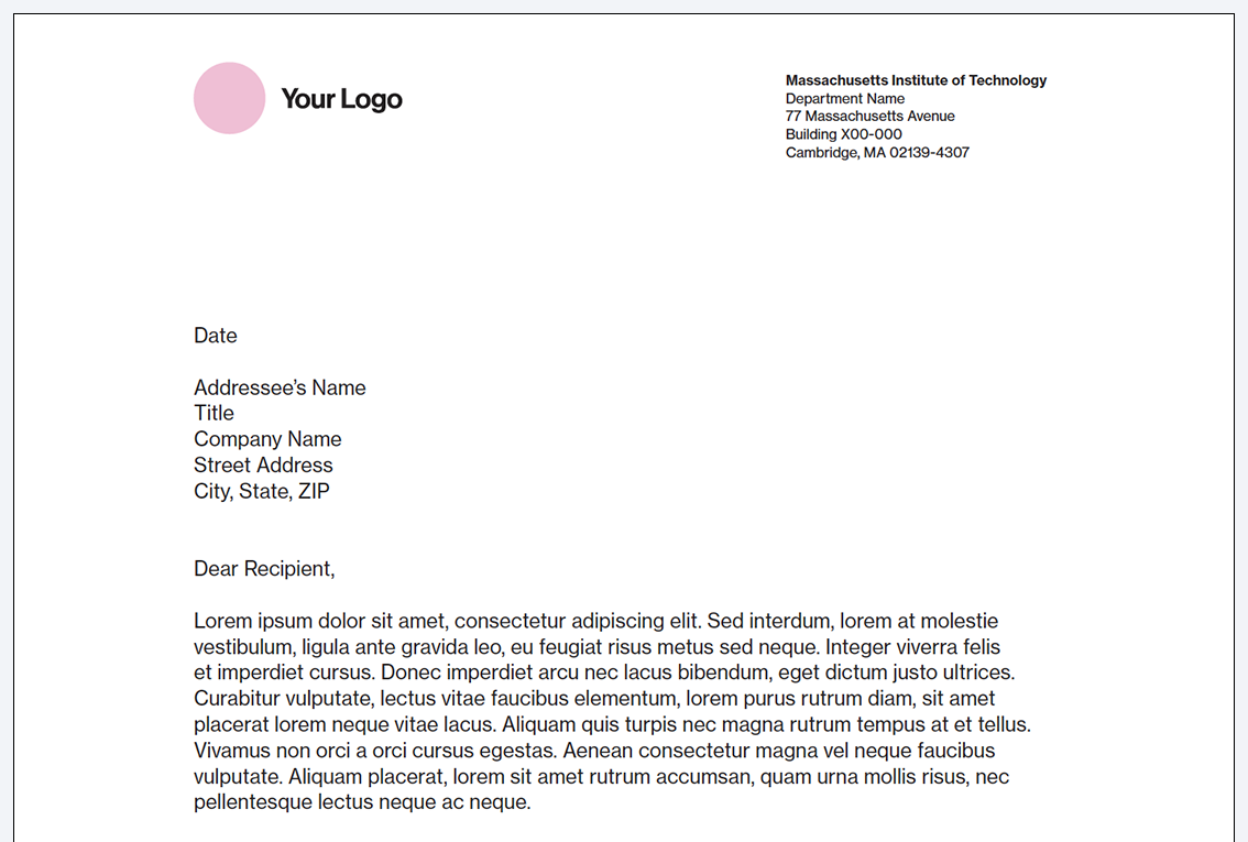 Endorsed brand letterhead for department use.